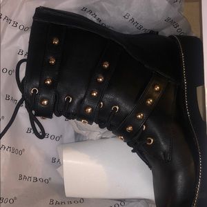 Black combat boots